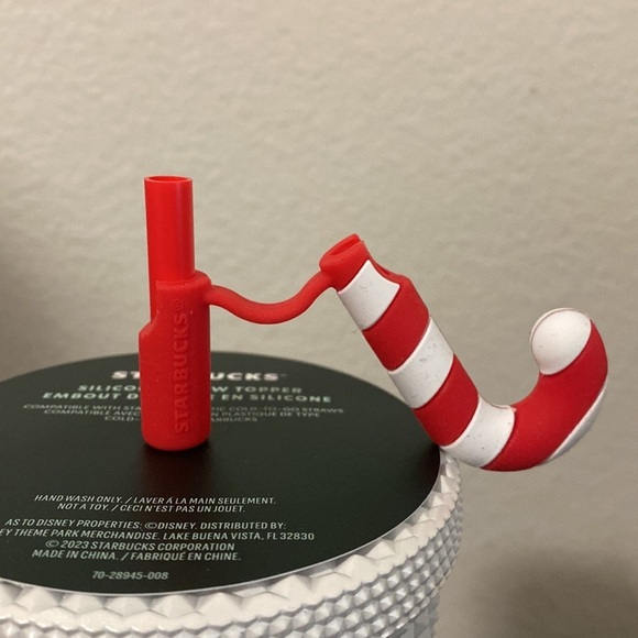Starbucks Disney Cup Tumbler From Disneyland With Candy Cane Straw Cover 2023 - Picture 6 of 10